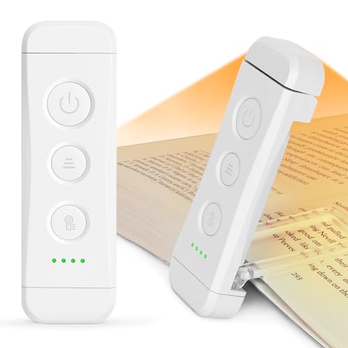 Glocusent Reading Lamp Book Clamp, Eye-Friendly Reading Lamp with 3 Colours & 5 Brightnesses, 80 Hours Duration Rechargeable Reading Light, Book Lamp for Clamping for Children, Book Lovers (Antique White)