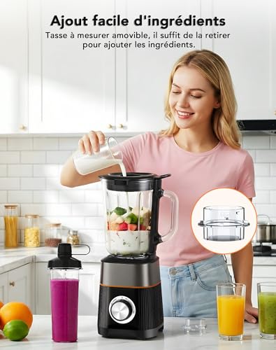 Blender Blender with 2 Portable Tritan Cups Can Crush Ice Cream for Juice, Smoothies, Milkshakes