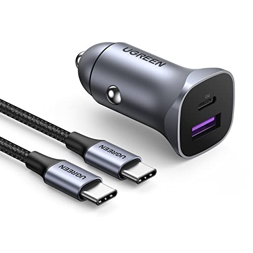 UGREEN Chargeur Voiture USB C 30W PD QC 3.0 PPS avec Câble Chargeur Allume Cigare USB C 12V Compatible avec iPhone 14 Plus Pro Max 13 12 11 Galaxy S23 Ultra Plus S22 S21 Pixel 7 Pro 6 iPad Pro