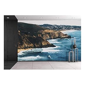Landscape of Seashore with Waves - Removable Wall Mural | Self-Adhesive Large Wallpaper - 66x96 inches