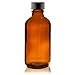 4 Oz (120 ml) Amber Boston Round Glass Bottle w/Cap - Pack of 6