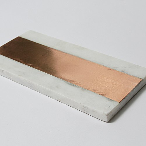 12" Marble Serving Charcuterie Board Platter with Solid Copper Inlay
