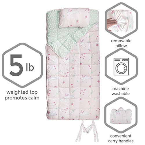 Life Tree Weighted Sleeping Bag for Kids 5LB Blanket with Nap Mat