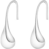 Wicary Small Teardrop Hook Earrings Sterling Silver Waterdrop Dangle Earrings for Women