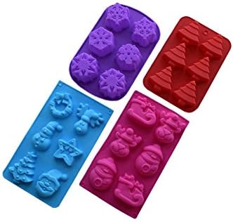 MyBeautifulLife 4PC Silicone Christmas Baking Mold Set Christmas Tree Snowflakes Snowman Cake Mold Set