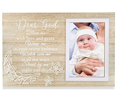 Baptism Gifts for Girls & Boys - Christening & Baby Dedication Gifts - Wooden Picture Frame, 4x6 Photo, Wall & Tabletop