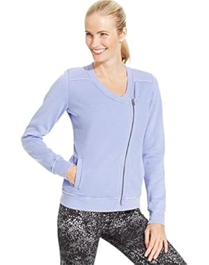 Asymmetrical-Zip Waffle Jacket Astor