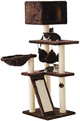 Sopapets Cat Tree Cat Scratcher Cat Furniture Activity Centres Scratching Post with basketing (chocolate)