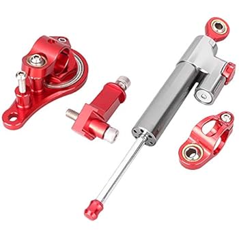 Newsmarts Steering Damper Set with Bracket, Motorcycle Steering Damper Stabilizer Buffer Control Bar Fits Kawasaki ZX6R 2005 2006