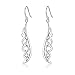 Highly Polished Sterling Silver Peafowl's Feather Design Filigree Dangle Drop Earrings