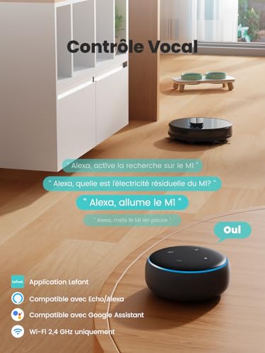 Lefant M1 2-in-1 Robot Vacuum Cleaner, 5500Pa, LiDAR Navigation, Multi-Stage Mapping, Virtual Areas, Connected by Alexa/APP/WiFi, Ideal for Pet Hair, Carpets and Hard Floors, Black