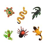 HunSon Mini Reptile Figures (6 Pieces), Mini Reptile Animal Toys Cupcake Toppers, Reptile Animal Cake Decoration Figures for Animal Theme Parties, Gift for Boys and Girls, Learning Animal toys