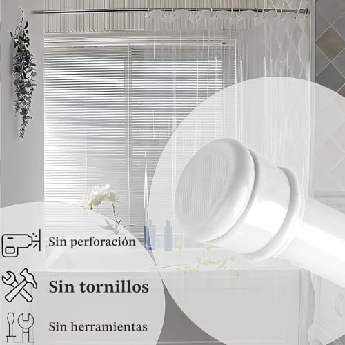 Tension Rod for Drill-Free Curtains Extendable Curtain Rod Tension Rod for Windows Shower White 67-90Cm