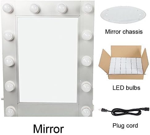 Muses Poem Hollywood Tabletops Lighted Makeup Mirror Vanity with Dimmer (Silver)