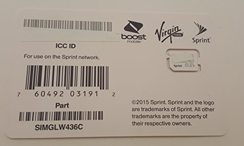 Sprint UICC ICC Nano SIM Card SIMGLW436C - iPhone 5c, 5s, 6, 6 Plus, iPad Air, iPad Air 2