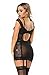 Queen Moon Babydolls Sexy Lingerie for Women for Sex Black Lace Bodysuit with Garter Straps and Stockings