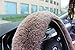 Valleycomfy Winter Warm Faux Wool Steering Wheel Cover with Handbrake Cover Gear Shift Cover Set Universal 15 Inch 1 Set 3 Pcs, Cameo Brown