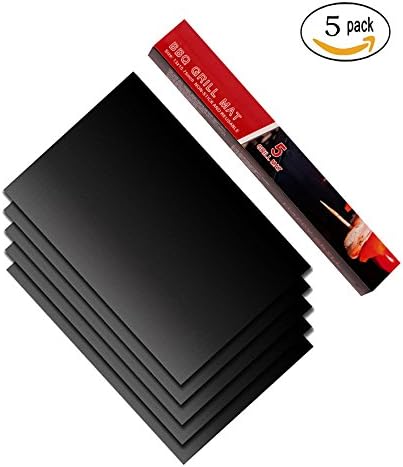 BBQ Grill Baking Cooking Mats FDA-Approved Non-stick BBQ Accessories for Charcoal Electric and Gas Grills Deep Fryers Smokers, 15.75 x 13 Inch (5 Pcs)