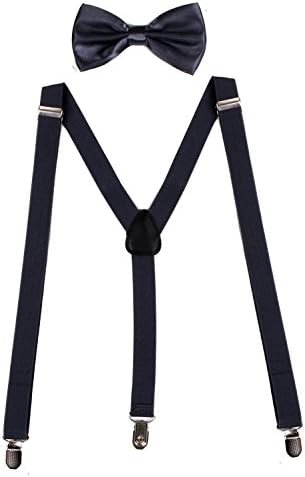 Sunny Ocean Grey Suspenders and Bowties Men's Suspenders with Clips Solid Grey