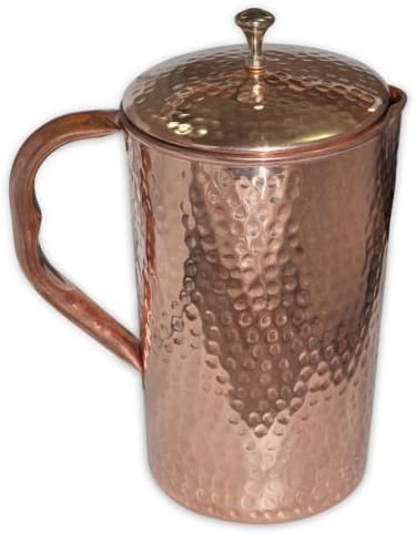 Yoyotraders Pure Copper Pitcher Jug With Lid Health Yoga Water Storage Ayurveda Handmade