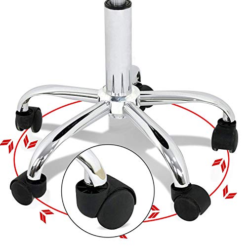 Oteymart Adjustable Hydraulic Rolling Stool Chair PU Leather Shop Stool Swivel Drafting Work Salon Stools with Wheels & Backrest (Black) - Thumbnail 4