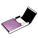 Padike PU Leather Business Card Holder for Women Slim Pocket Business Name Card Holder Stainless Steel Business Card Case with Magnetic Shut (Purple)