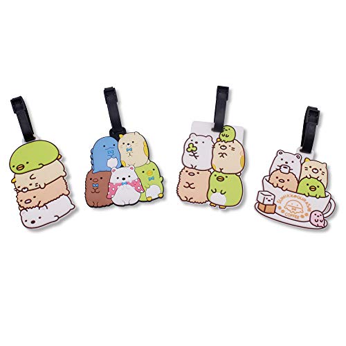 Finex Set of 4 San-X Sumikko Gurashi Things in The Corner Travel Luggage Baggage Identification Labels ID Tag for Bag Suitcase Plane Cruise Ships with Adjustable Strap