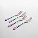 12 Piece Dinner Fork Set Rainbow Multicolor Stainless Steel Table Salad Dessert Fork Silverware Flatware Utensil Set Service for 12 Mirror Finish Dishwasher Safe