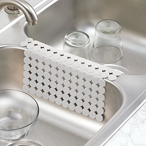 mDesign Adjustable Kitchen Sink Dish Drying Mat/Grid Soft Plastic