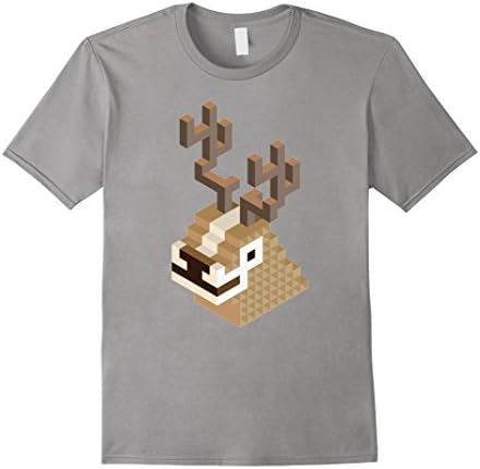 Mens Isometric Deer Funny T-shirt Medium Slate