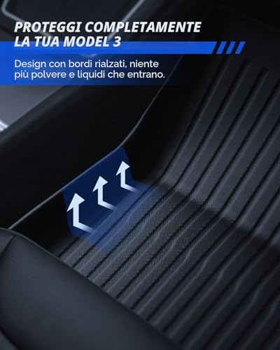 LANTU 8 Piece Mats for Tesla Model 3 2024-2026 TPE All Season 3D High Edge Non-Slip Waterproof Boot Mat and Back Cover Second Row of Accessories Seats