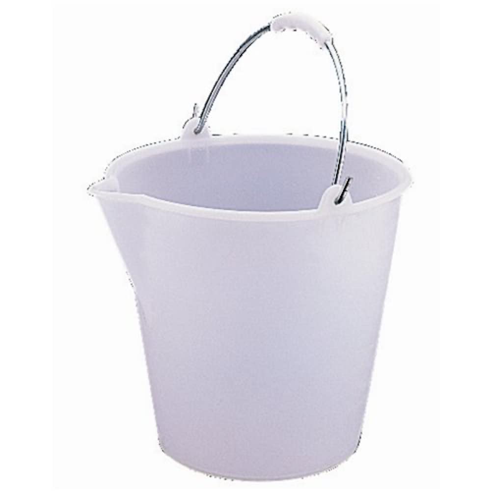 Jantex Heavy Duty Plastic Bucket with Handle 12 Litre, White, Cleaning Bucket, Colour Coded Cleaning, Size: 32(H) x35(Dia) cm, Graduated Bucket with Pouring Lip, Professional & Home Use, L571