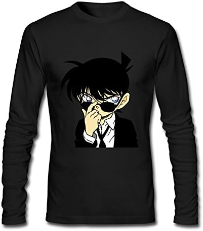 GPIFHD Men's Detective Conan With Cool Black Glasses T-shirt O-Neck Black