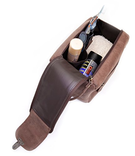 LEABAGS Palm Bay genuine buffalo leather toiletry bag in vintage style - Brown