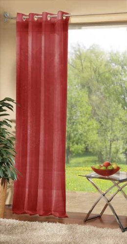 Gardinenbox Voile Eyelet Curtain Transparent Plain Lead Tape 100% Polyester Bordeaux 225 x 140 cm