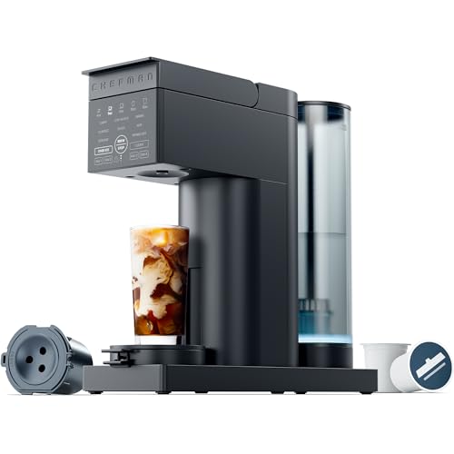 Chefman Caffeinator Single Serve Coffee Maker, Brew Kcups & Grounds, Drip Coffee Machine with Brew Strength Settings, Iced Coffee Function, 48 oz. Removable Water Reservoir Chefman Caffeinator Single Serve Coffee Maker, Brew Kcups & Grounds, Drip Coffee Machine with Brew Strength Settings, Iced Coffee Function, 48 oz. Removable Water Reservoir