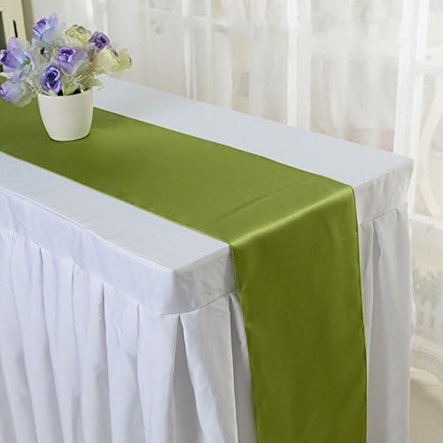 12 x 108 Inch Colorful Satin Table Runner Wedding Banquet Decor Party Rectangular Tablecloth Decoration,Pack of 10,Tea Green