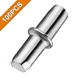100PCS Shelf Pins, VAKOGAL Shelf Holder Support Pins 5mm/0.2inch, Made from Nickel-Plated Metal Material, Shelf Pegs are Anti-Corrosion, Sturdy and Durable, for Furniture Shelves Bracket