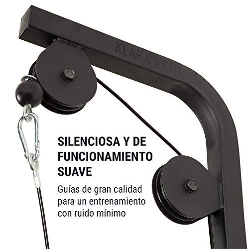 KLAR-FIT-Klarfit-Stronghold-Latzug-Mquina-de-poleas-Poleas-de-Entrenamiento-En-casa-Montaje-en-Pared-Hassta-100-kg-25-m-de-Cuerda-Barra-de-trceps-Estructura-de-Acero-Silencioso-Negro