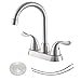 HOTIS HOME Brushed Nickel Bathroom Sink Faucet, 2 Handle 4 Inch Centerset Bathroom Faucet, 3 Hole Small Bathroom Sink Faucet with Supply Lines and Pop-up Drain, RV faucets for Camper Lavatory Vanity