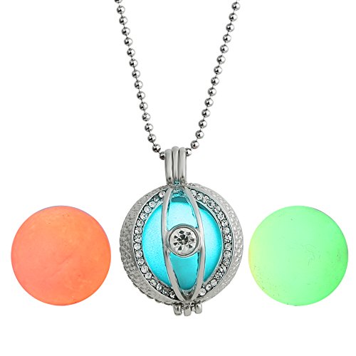 Sharefashion Nnovative Can Open the Heart-shaped Necklace Hollow Luminous Beads (SF-150N337)