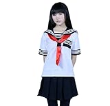 SSJ:Japanese Sailer Uniform [M/L/XL sailor uniform + socks] short-sleeved Cosplay Dress (L, White)