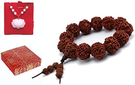 Devotional Art The Rudraksha seed Handmade Tibetan Buddhist Prayer Beads Bracelet for Men and Women with Gift Box