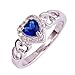 Psiroy 925 Sterling Silver Plated Heart Shaped Simulated Blue Sapphire Halo Engagement Ring for Women Size 8