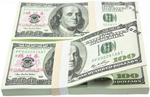 Rainmood PROP MONEY REALISTIC AMERICAN DOLLARS - 100PCS American Prop Dollar Copy Money $1-100 in Bank Strap-Film Props Fake Pretend Play Toy Notes Party Decoration Fancy Dress Casino Games carefully