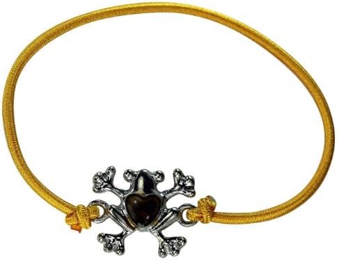 Frog Charm Mood Bracelet Gold Tone Yellow Bracelet w/ Color Changing Mood Heart Fashion Jewelry