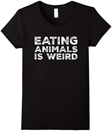 Women's Eating Animals Is Weird T-Shirt - Vegan Vegetarian Funny Tee Small Black