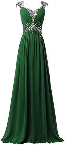 Neweer Women's V-neck Cap Sleeve Prom Gowns Long Chiffon Mother Patry Dress Dark Green US20w