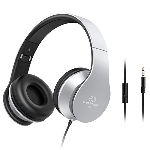 Headphones,Sound Intone Headphones with Microphone On Ear Noise Isolating Headsets for Iphone 6/6s/6 Plus Android Device,Laptop,Tablet(Grey)