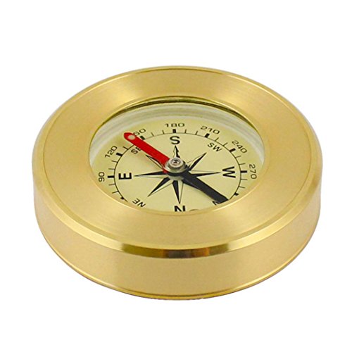 Shuohu Solid Plain Compass, Smooth Pocket Navigation Brass Portable Compass Traveling Hiking Camping - Thumbnail 2
